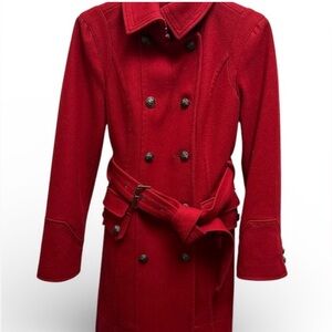 Worthington Classic Red Double Breasted Wool Trench Coat